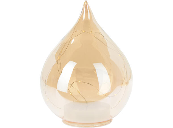 Dråpe 15 LED amber glass 15x19cm Batteri: 3x AA 