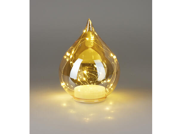 Dråpe 15 LED amber glass 15x19cm Batteri: 3x AA 