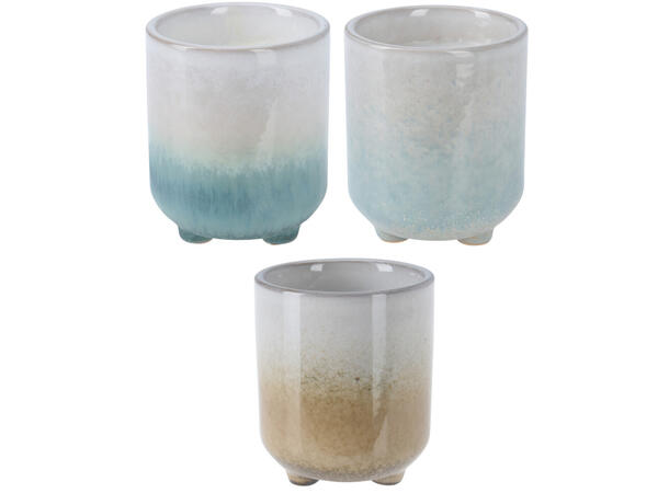 Duftlys 7,5x7,5cm keramikk 3ass Forpk 12stk Havduft Caranekk frisk lin 