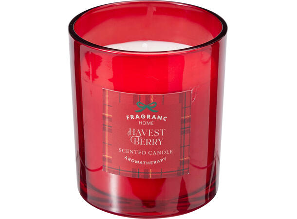 Duftlys Rød Grønn m/gull 9x10cm 2ass Høstbær Skogsduft Brenntid 42t 