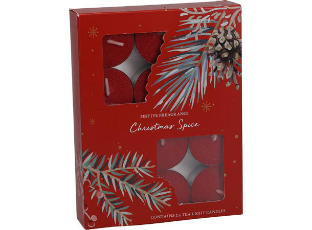 Duftlys Telys 24stk Rød Grønn Hvit 3ass Brenntid 3t 