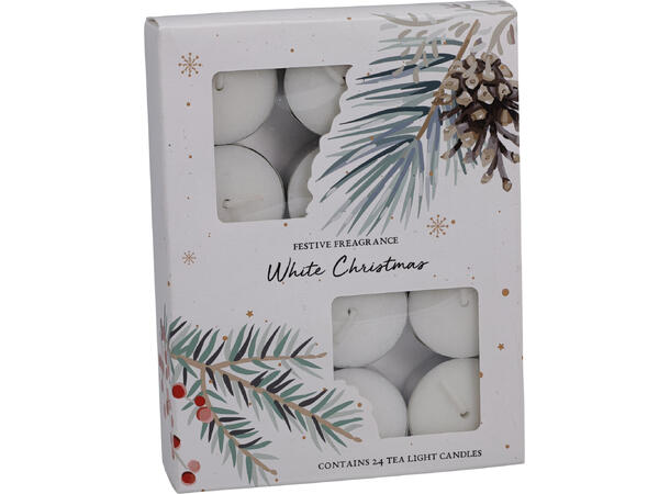 Duftlys Telys 24stk Rød Grønn Hvit 3ass Brenntid 3t 