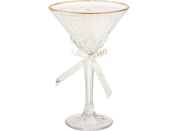 Duftlys cocktailglass m/gull 12x17cm 2as 