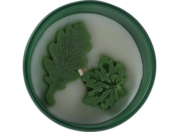 Duftlys m/høstløv 6x7,5cm 3ass Brenntid 24t 