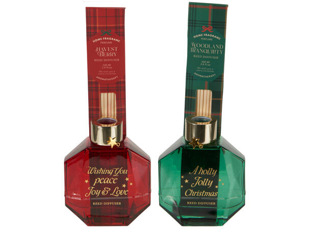 Duftolje 100ml sekskant rutet 8x10cm 2as Rød Grønn Duft: Høstbær Skog 