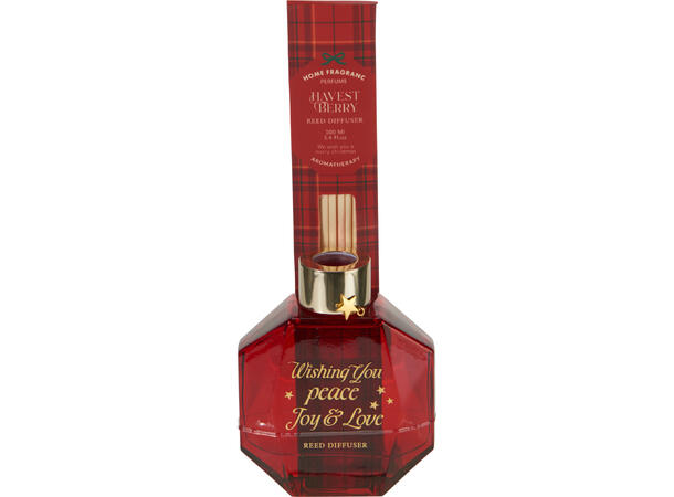 Duftolje 100ml sekskant rutet 8x10cm 2as Rød Grønn Duft: Høstbær Skog 