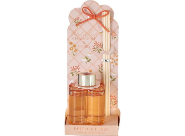 Duftolje m/pinner 7,5x8cm 100ml 3ass 100 ml diffuser i blomsterform 