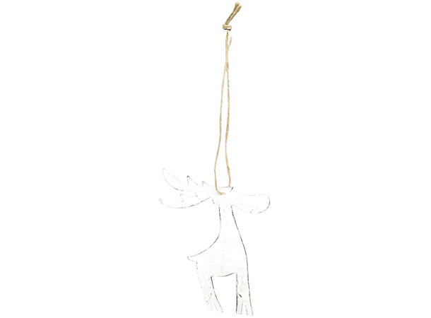 Elg henge hvit metall 8,3x0,1x13,2cm 