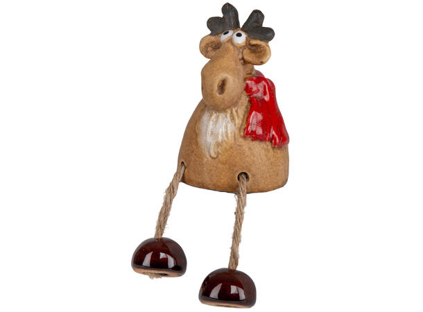 Elg sittende dingle brun keramikk 8,5cm 