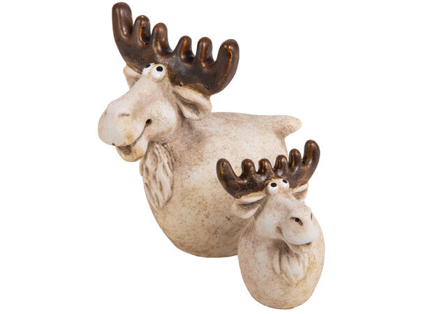 Elg sittende krem/brun keramikk 6x8,5cm 