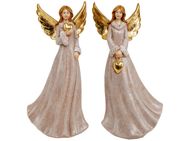 Engel krem med gullvinger h:18cm 2ass 