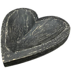 Fat hjerte sort mangotre 15x16x2cm