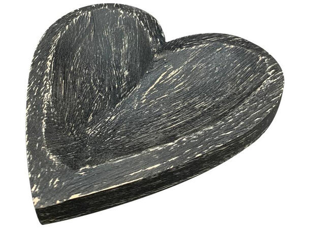 Fat hjerte sort mangotre 15x16x2cm 