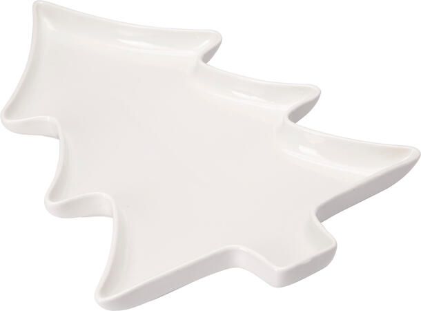 Fat juletre hvit porselen 35x25cm Vekt:950gram 