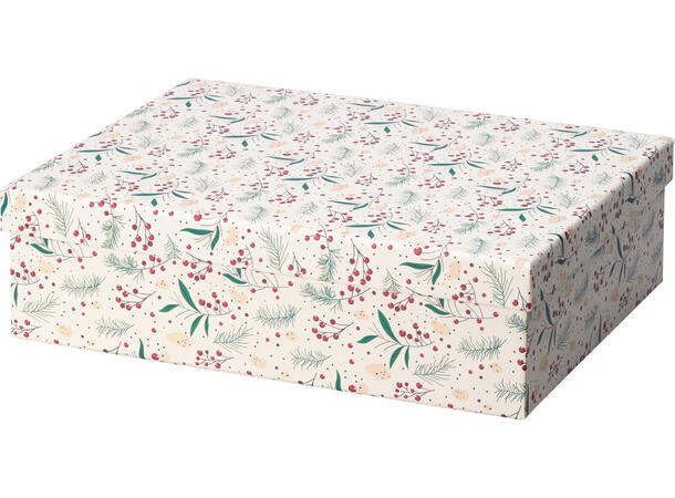 Gaveeske m/lokk Merry rød,grønn,hvit 31x24x9cm 34x27x10cm 36x30x11cm 