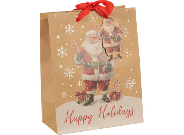 Gavepose kraft jul snø 23x18x10cm 4ass 