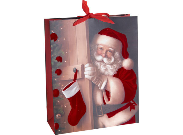 Gavepose nisse 26x10x32cm 2ass Fløyelsfinish 