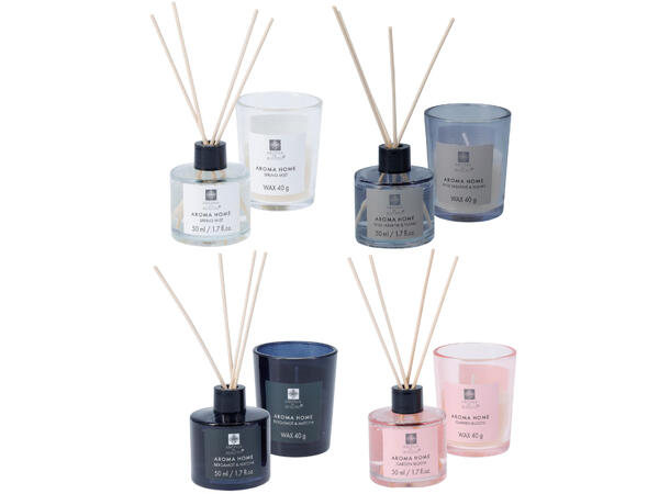 Gavesett diffuser og duftlys 2deler 4ass 50 ml. Duftlys 