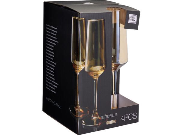 Glass Champagne m/gullkant 250ml 4stk 