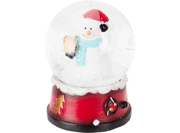 Glasskule m/snø julefigurer h:8,5cm 4ass Display 12stk Vekt: 240g 