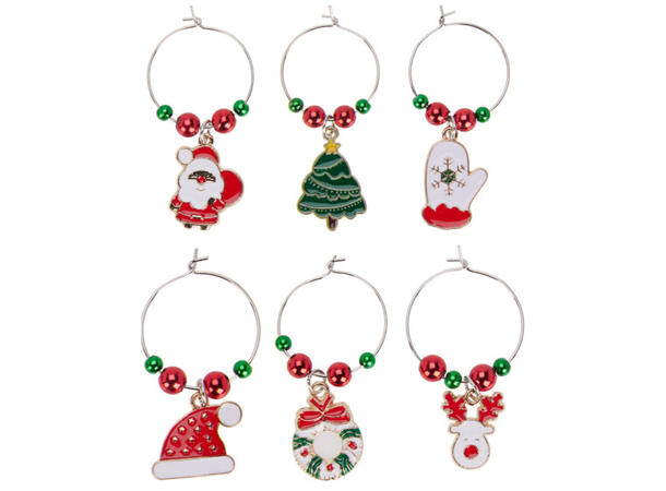 Glassmarkører julefigur assorterte 6stk Kommer i gaveeske 