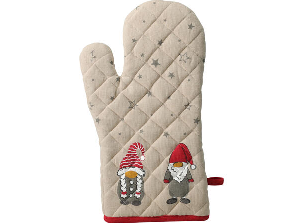 Grillvot beige/rød nissemotiv 31x18cm Vekt:95gram 