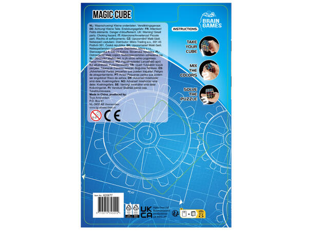 Hjernespill Rubiks kube 3x3 svart 6cm Blisterpakket 