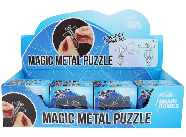 Hjernetrim IQ puzzle metall 5-7cm 8ass Display 24stk 