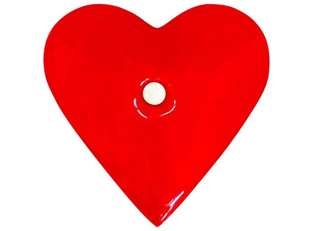 Hjerte magnet emaljert rød metall 6,5cm 