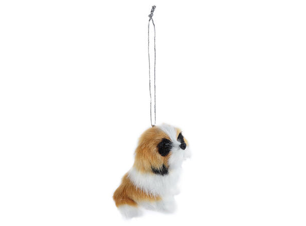 Hund henge lys brun kunststoff PE 6x7cm 