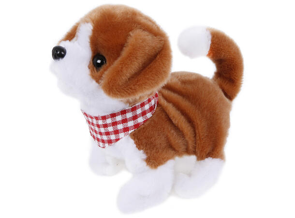 Hund hvit/brun ass funksjoner 17cm Take Me Home Plysj 