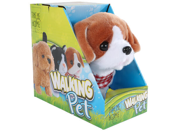 Hund hvit/brun ass funksjoner 17cm Take Me Home Plysj 
