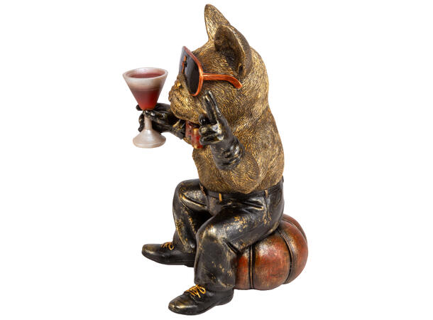 Hund party m/glass 17,5x15,5x26cm Polyresin 