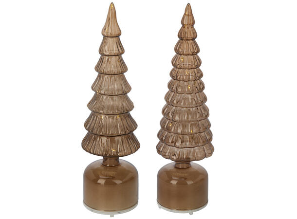 Juletre LED bev.lys glass brun 34cm 2ass Batteri: 3xAAA Timer: 6/18t on/off 