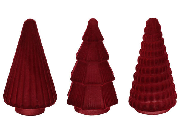 Juletre glass rødt stoff 21cm 3ass Forpk 6stk 