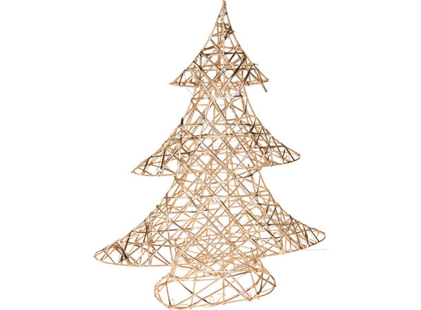Juletre m/30 varmhvite LED gull h:40cm Batteri:3xAA, Timer: 6/18 on/off 