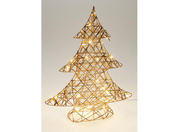 Juletre m/30 varmhvite LED gull h:40cm Batteri:3xAA, Timer: 6/18 on/off 