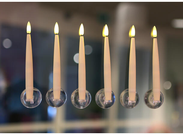 Juletrelys LED krem m/klips/sugekopp 6st 6 lys. Med fjernkontroll 