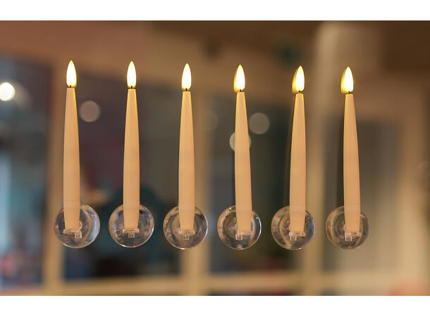 Juletrelys LED krem m/klips/sugekopp 6st 6 lys. Med fjernkontroll 