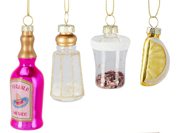 Juletrepynt Tequila-sett glass 4-8cm 4st 
