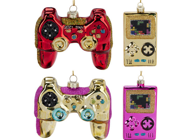 Juletrepynt gameboy/joystick 9-11cm 4ass 12 assortert i eske 