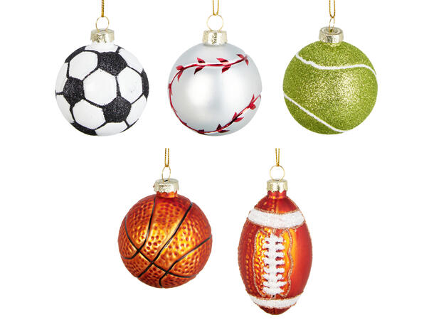 Juletrepynt sportsutstyr glass 6cm 5ass 10 assortert pr eske 