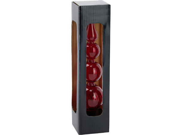 Juletrespyd glass rød 6x28cm Pakket i sort eske 