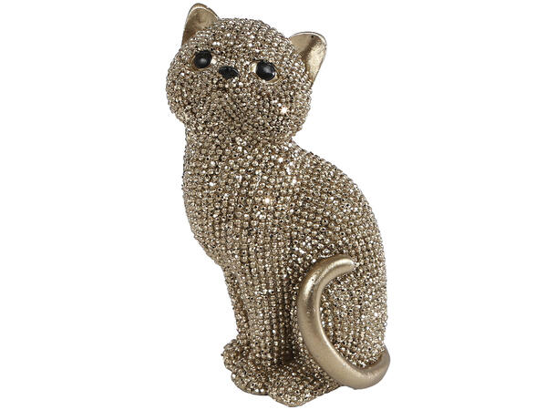 Katt glitter gull polyresin 6x5x10,5cm Forpk 12stk 