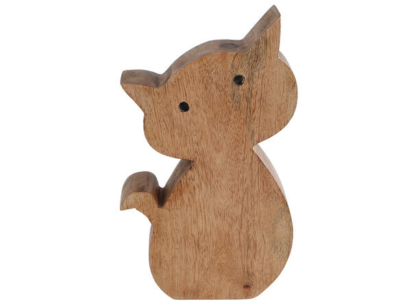Katt sittende mangotre natur 15x3x25cm 