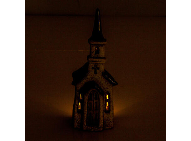 Kirke krem/brun keramikk til telys 18cm 