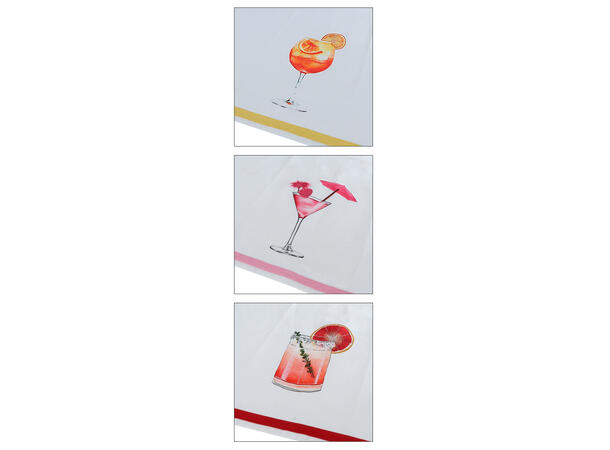 Kjøkkenhåndkle m/cocktail 65x50cm 4ass Forpakning: 12stk 100 % bomull 