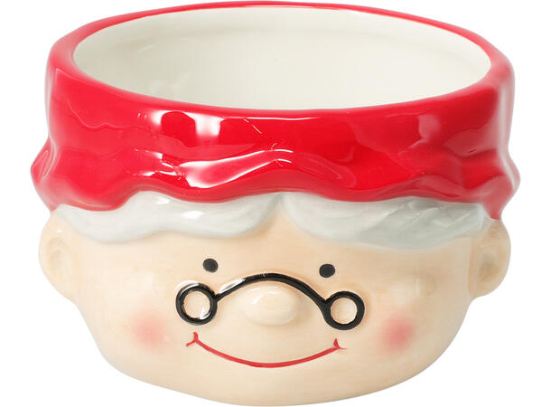 Kopp skål nissefar/mor rød 13x12cm 2ass Vekt:270gram Dolomite keramikk, 12stk 