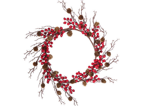 Krans m/bær og kongler 55cm 