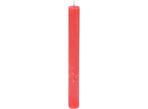 Kronelys rustikk rød 2,1x20cm Display med 24 stk Brenntid: 8 timer 